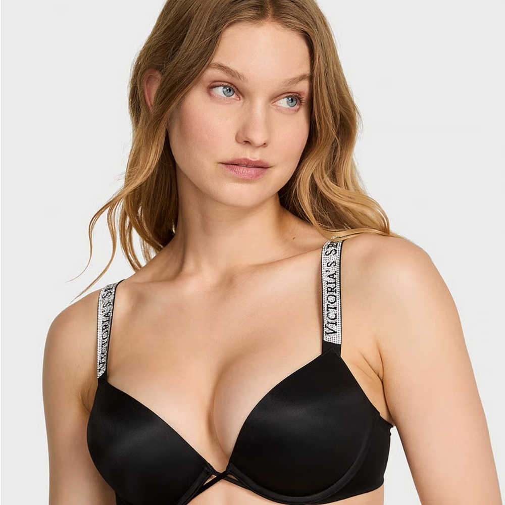 Victoria's Secret Black Logo Strap T-Shirt Push-Up Bra